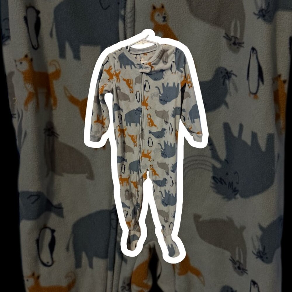 Carter’s 3T Baby Animal Print Footed Sleeper Pajamas light blue